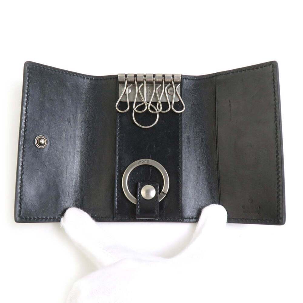 GUCCI Key Case Leather Black Men's Women's 435305 56107a - Picture 3 of 5